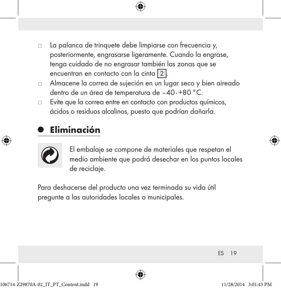 Eliminación | Powerfix Z28970A-02 User Manual | Page 19 / 79