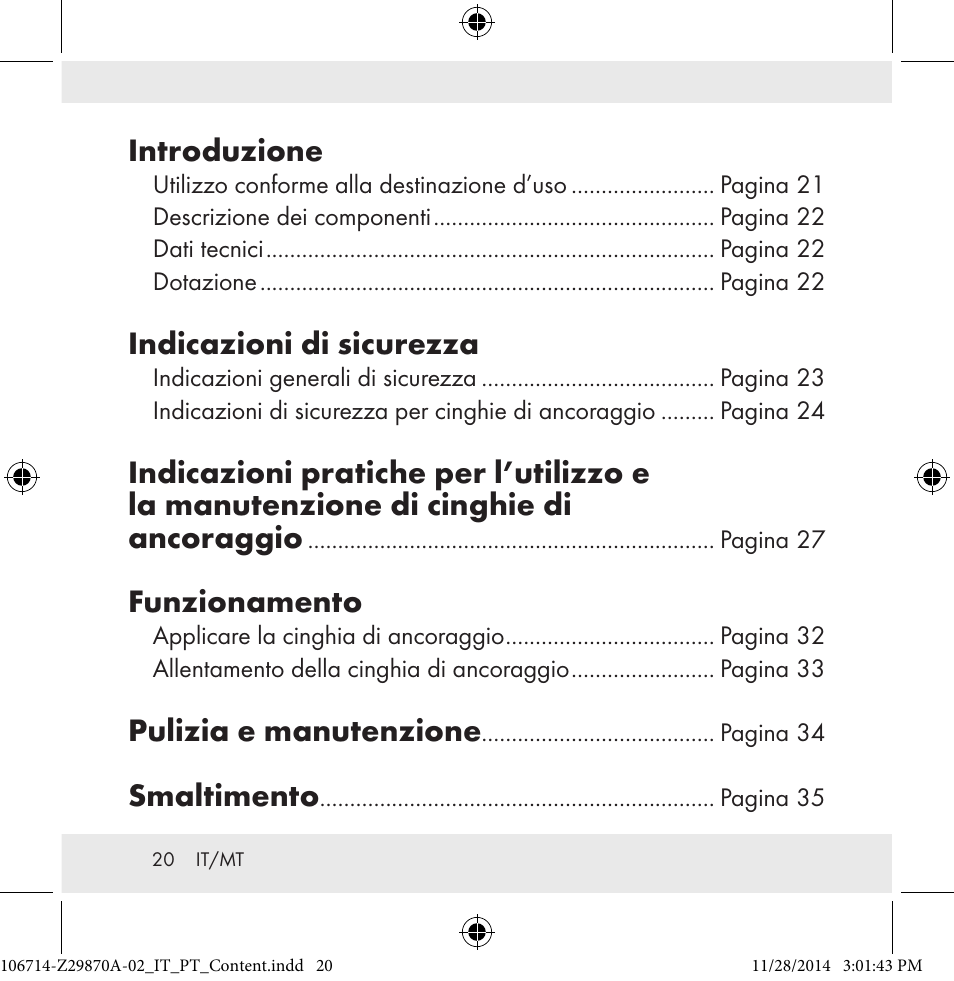 Introduzione, Indicazioni di sicurezza, Funzionamento | Pulizia e manutenzione, Smaltimento | Powerfix Z28970A-02 User Manual | Page 20 / 79