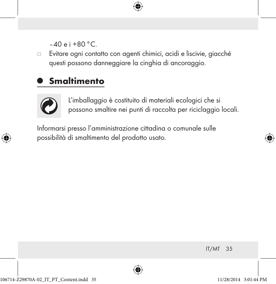 Smaltimento | Powerfix Z28970A-02 User Manual | Page 35 / 79