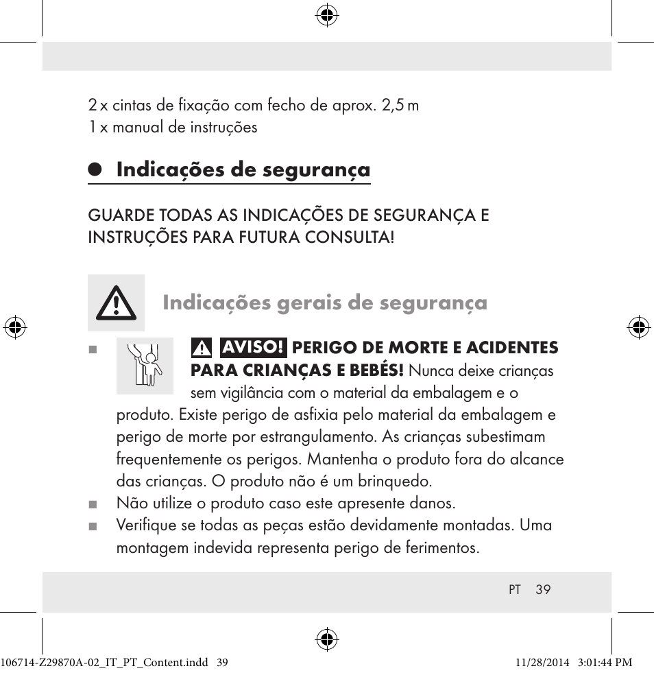 Indicações de segurança, Indicações gerais de segurança | Powerfix Z28970A-02 User Manual | Page 39 / 79