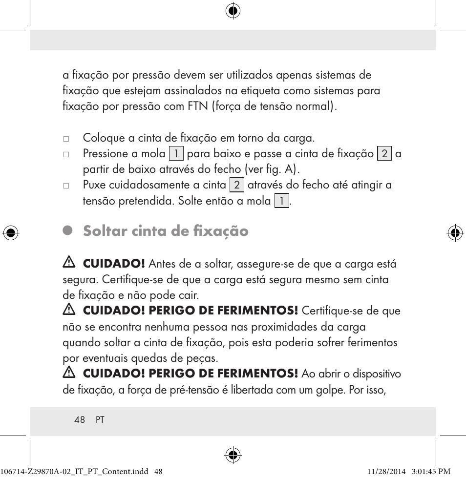 Soltar cinta de fixação | Powerfix Z28970A-02 User Manual | Page 48 / 79