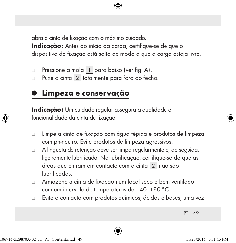 Limpeza e conservação | Powerfix Z28970A-02 User Manual | Page 49 / 79