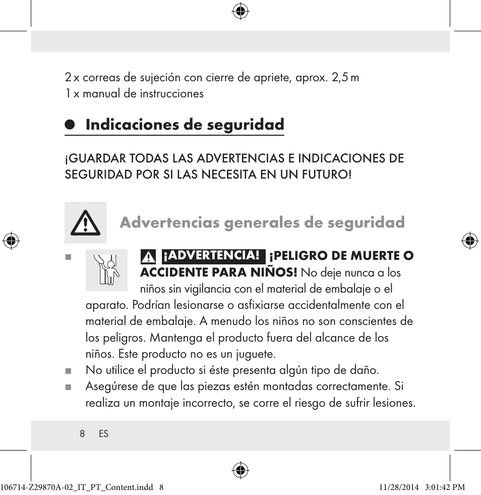 Indicaciones de seguridad, Advertencias generales de seguridad | Powerfix Z28970A-02 User Manual | Page 8 / 79