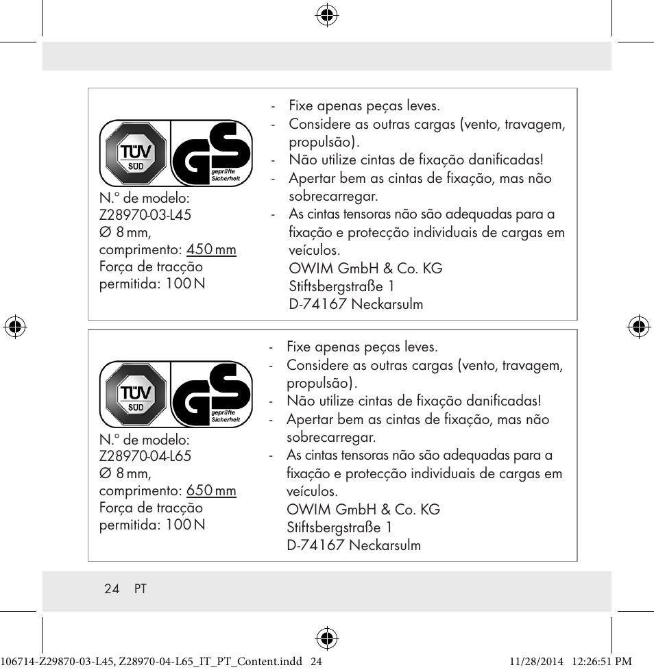 Powerfix Z28970-03-L45 / Z28970-04-L65 User Manual | Page 24 / 38