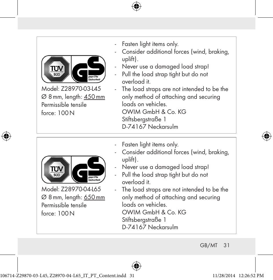 Powerfix Z28970-03-L45 / Z28970-04-L65 User Manual | Page 31 / 38