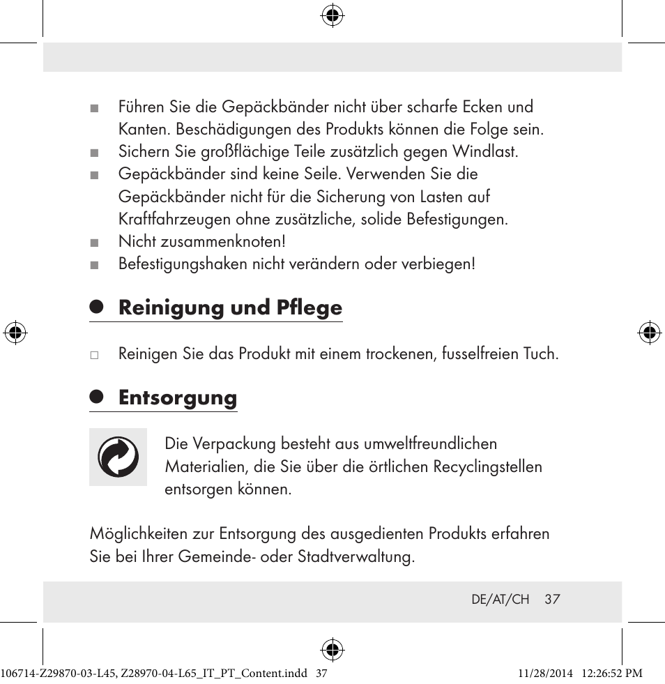 Reinigung und pflege, Entsorgung | Powerfix Z28970-03-L45 / Z28970-04-L65 User Manual | Page 37 / 38