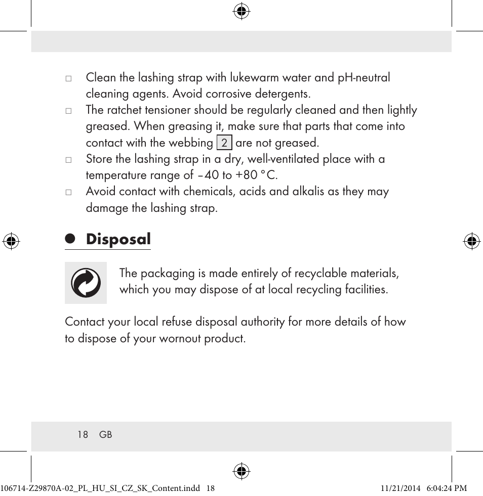 Disposal | Powerfix Z28970A-02 User Manual | Page 18 / 107