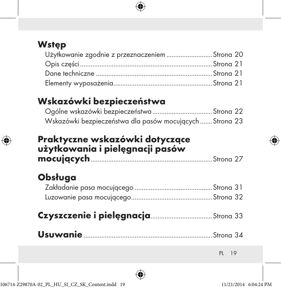 Wstęp, Wskazówki bezpieczeństwa, Obsługa | Czyszczenie i pielęgnacja, Usuwanie | Powerfix Z28970A-02 User Manual | Page 19 / 107