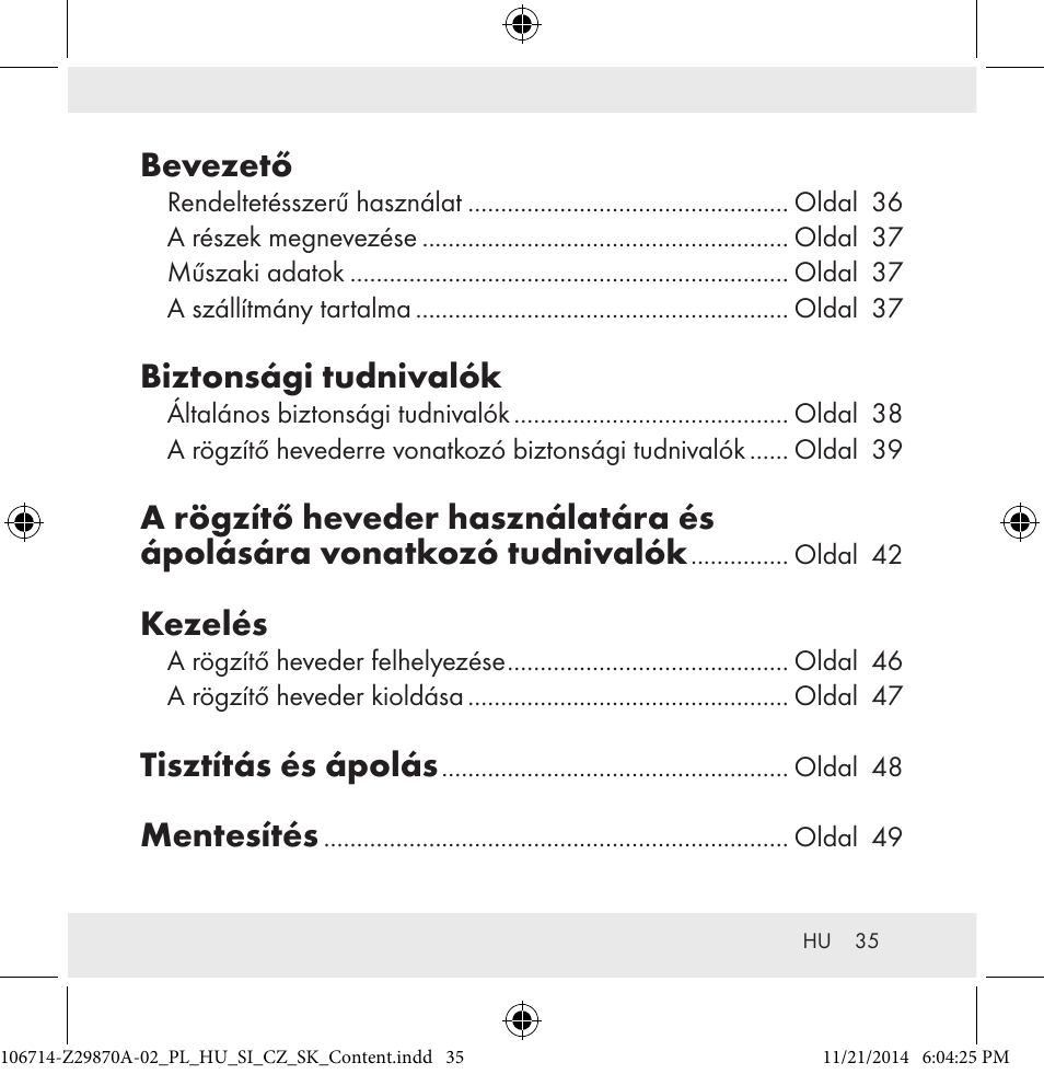 Bevezető, Biztonsági tudnivalók, Kezelés | Tisztítás és ápolás, Mentesítés | Powerfix Z28970A-02 User Manual | Page 35 / 107