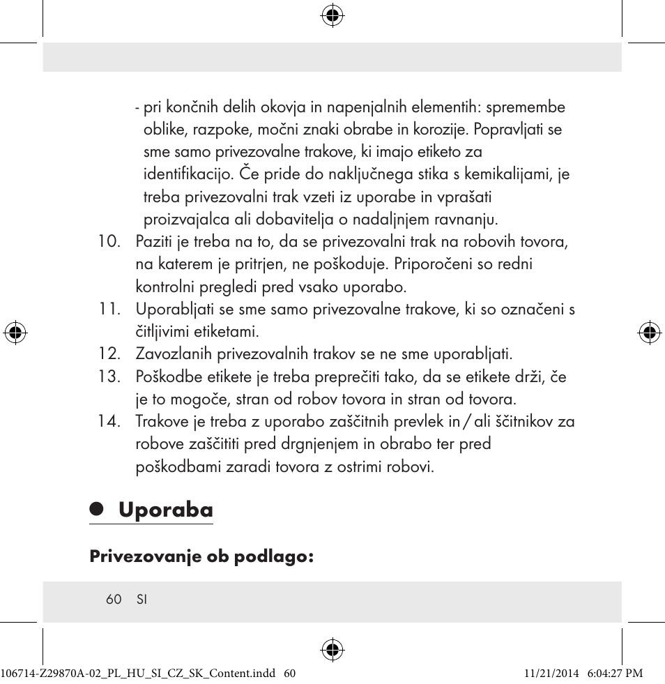 Uporaba | Powerfix Z28970A-02 User Manual | Page 60 / 107