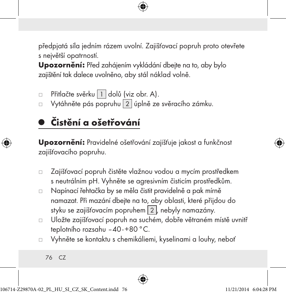 Čistění a ošetřování | Powerfix Z28970A-02 User Manual | Page 76 / 107