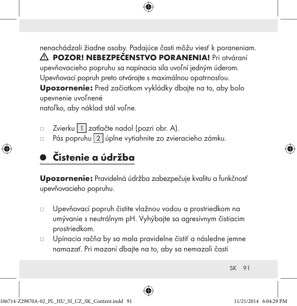 Čistenie a údržba | Powerfix Z28970A-02 User Manual | Page 91 / 107