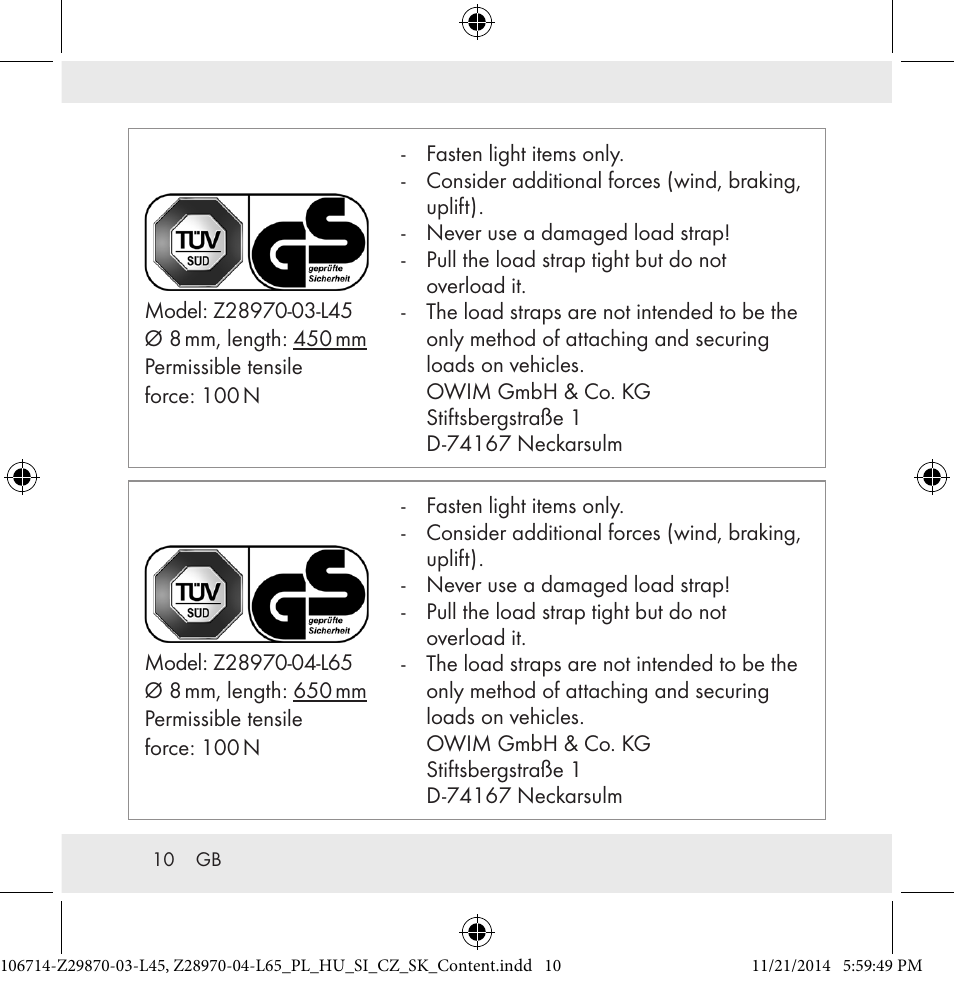 Powerfix Z28970-03-L45 / Z28970-04-L65 User Manual | Page 10 / 52