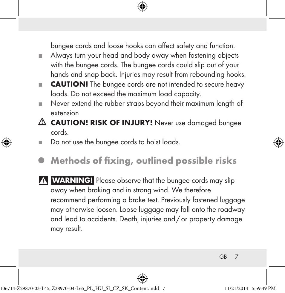 Methods of fixing, outlined possible risks | Powerfix Z28970-03-L45 / Z28970-04-L65 User Manual | Page 7 / 52
