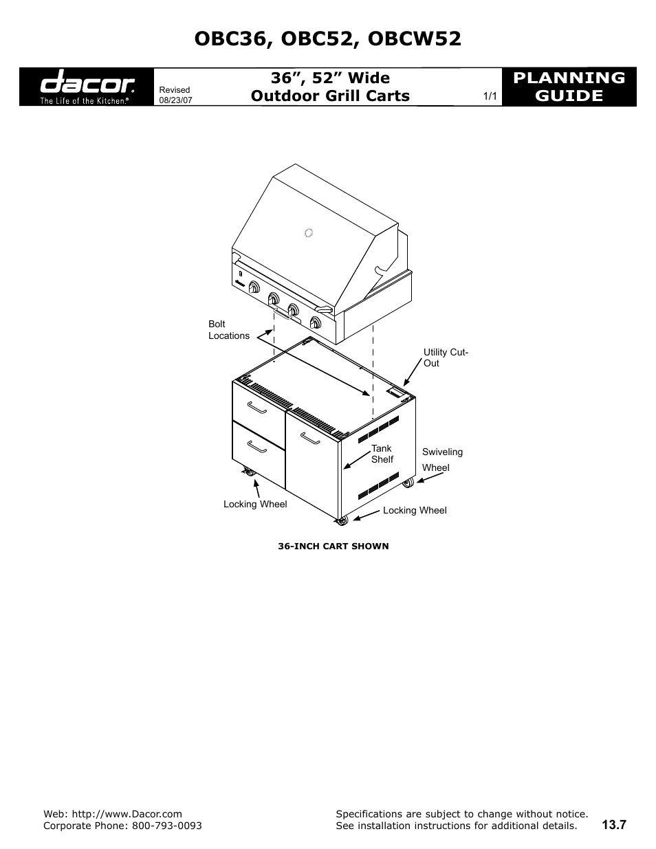 Dacor OBC36 User Manual | 1 page