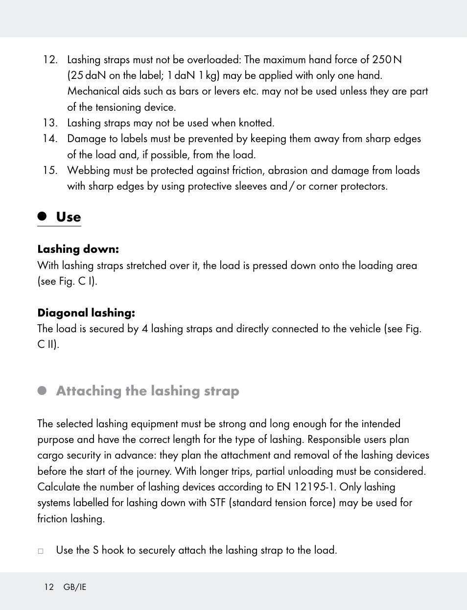 Attaching the lashing strap | Powerfix 103749-14-01A User Manual | Page 12 / 78