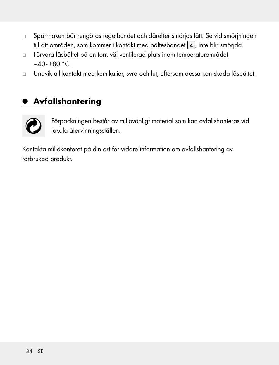 Avfallshantering | Powerfix 103749-14-01A User Manual | Page 34 / 78