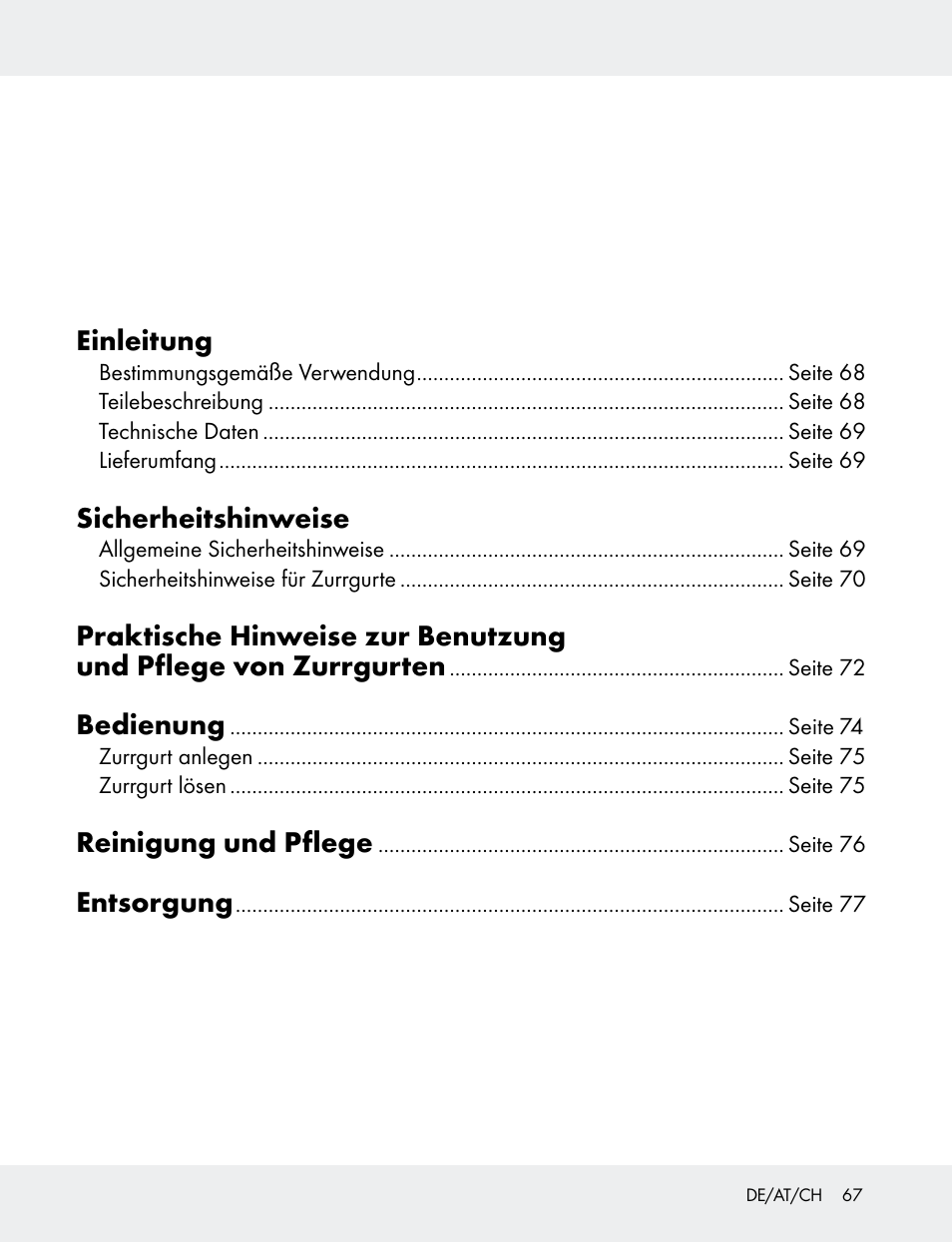 Einleitung, Sicherheitshinweise, Bedienung | Reinigung und pflege, Entsorgung | Powerfix 103749-14-01A User Manual | Page 67 / 78
