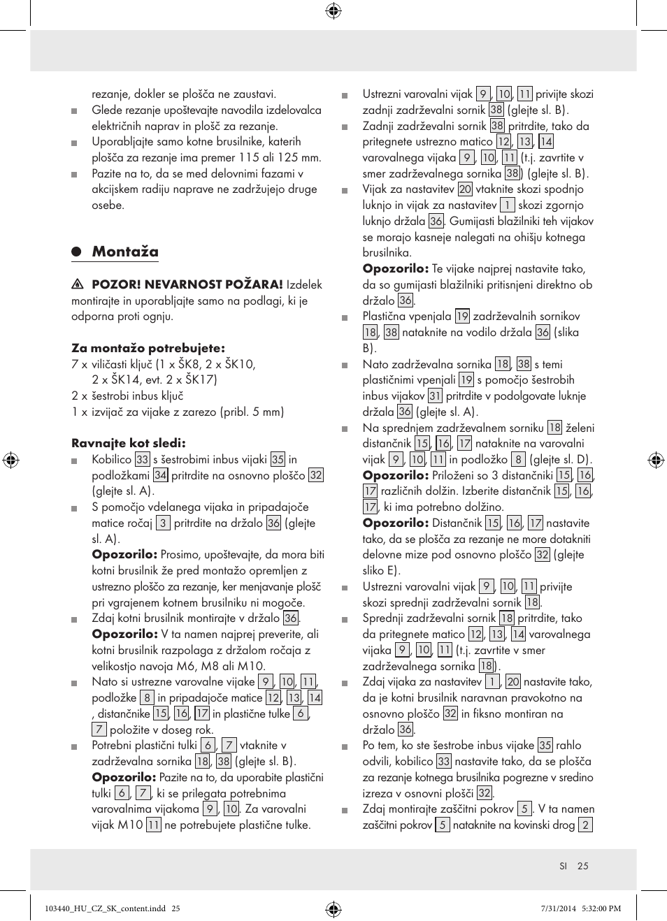 Montaža | Powerfix Z31780 User Manual | Page 27 / 49