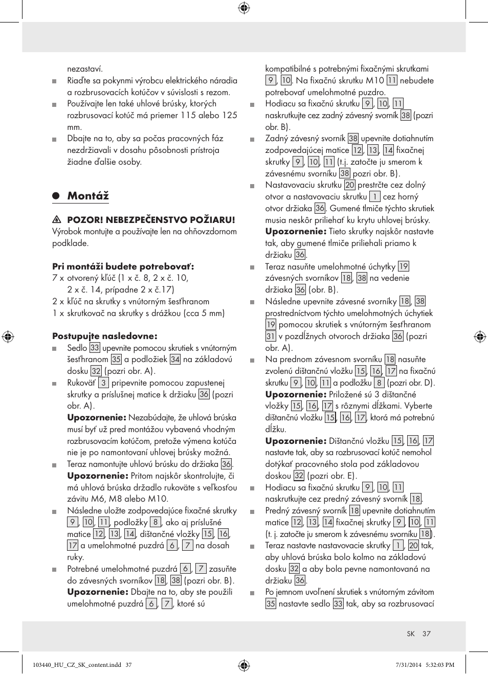 Montáž | Powerfix Z31780 User Manual | Page 39 / 49