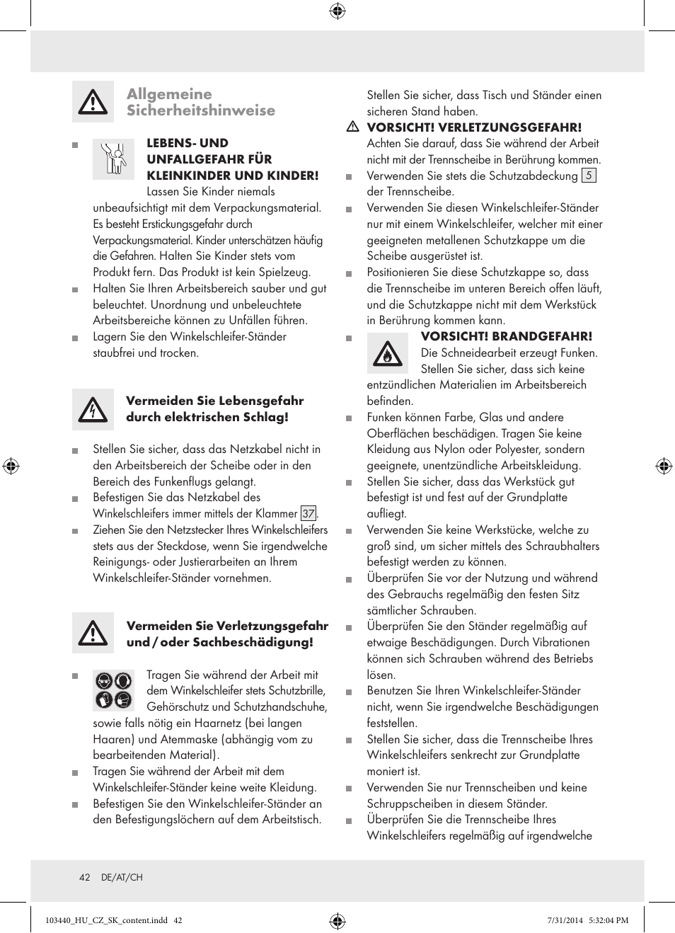 Allgemeine sicherheitshinweise | Powerfix Z31780 User Manual | Page 44 / 49