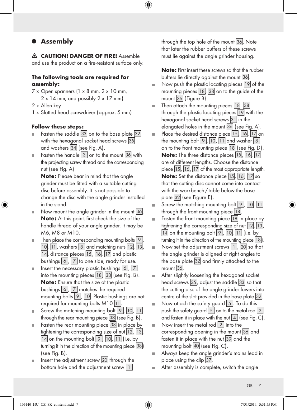 Assembly | Powerfix Z31780 User Manual | Page 9 / 49