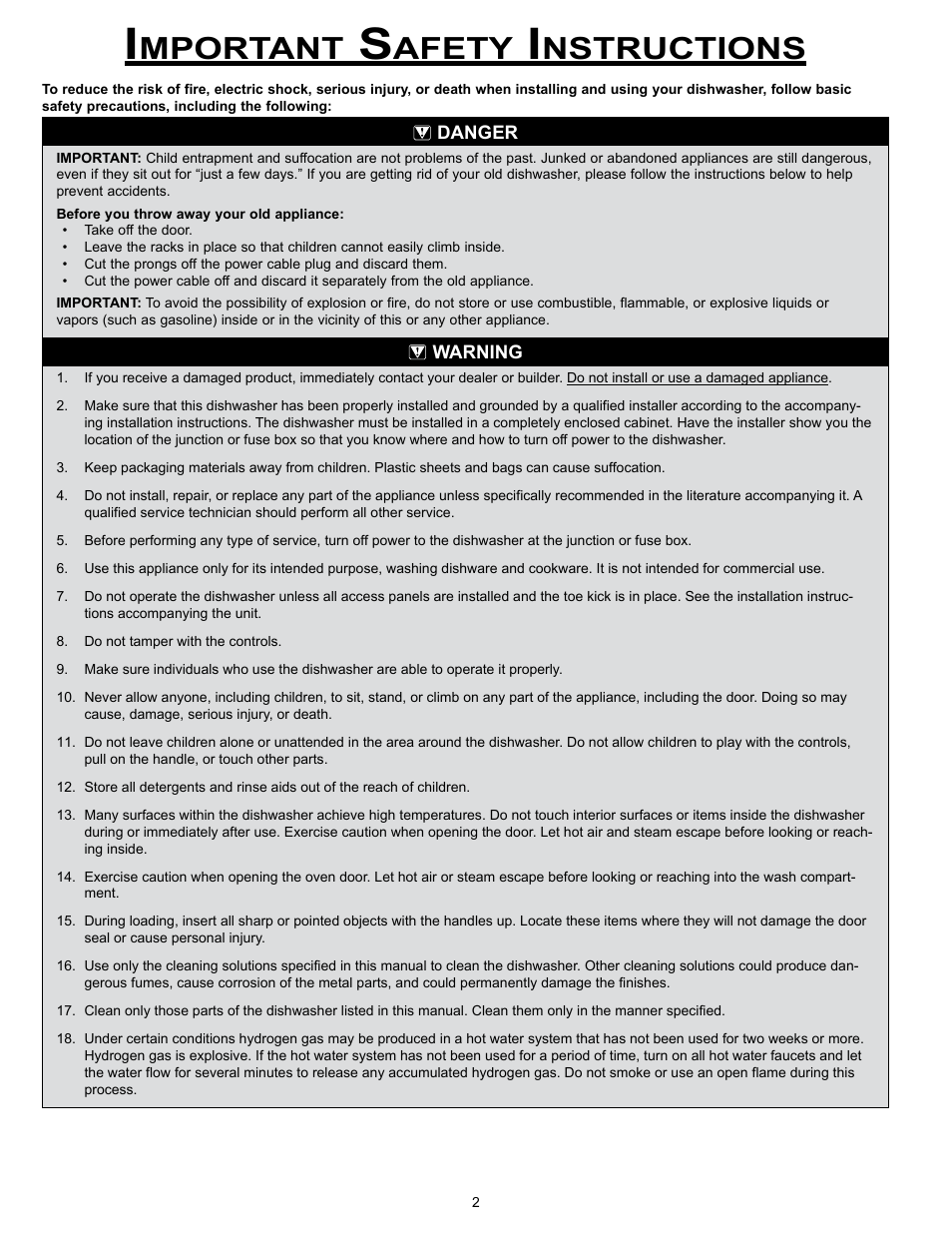 Mportant, Afety, Nstructions | Dacor MDW24S User Manual | Page 4 / 29