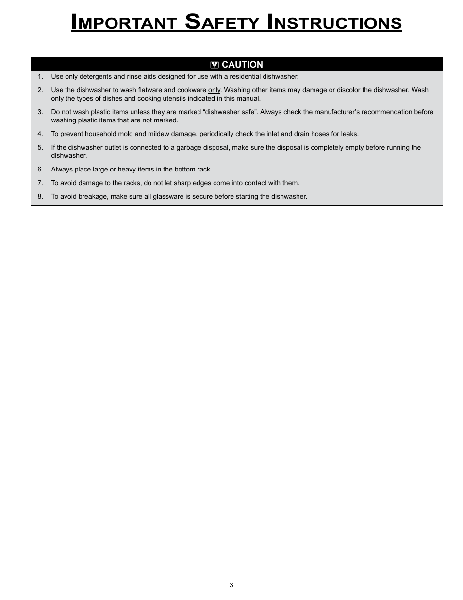 Mportant, Afety, Nstructions | Dacor MDW24S User Manual | Page 5 / 29