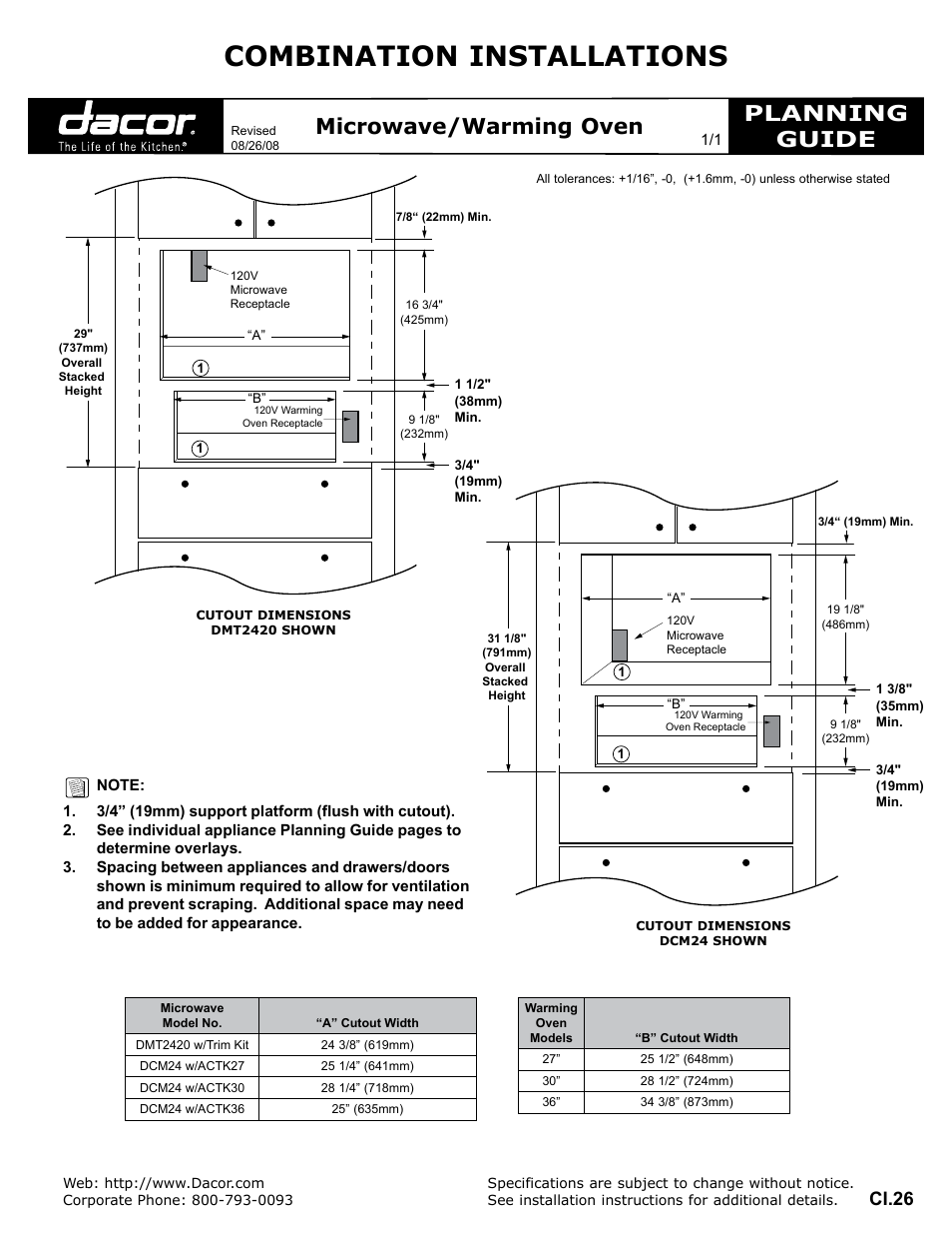 Dacor DCM24 w/ACTK27 User Manual | 1 page