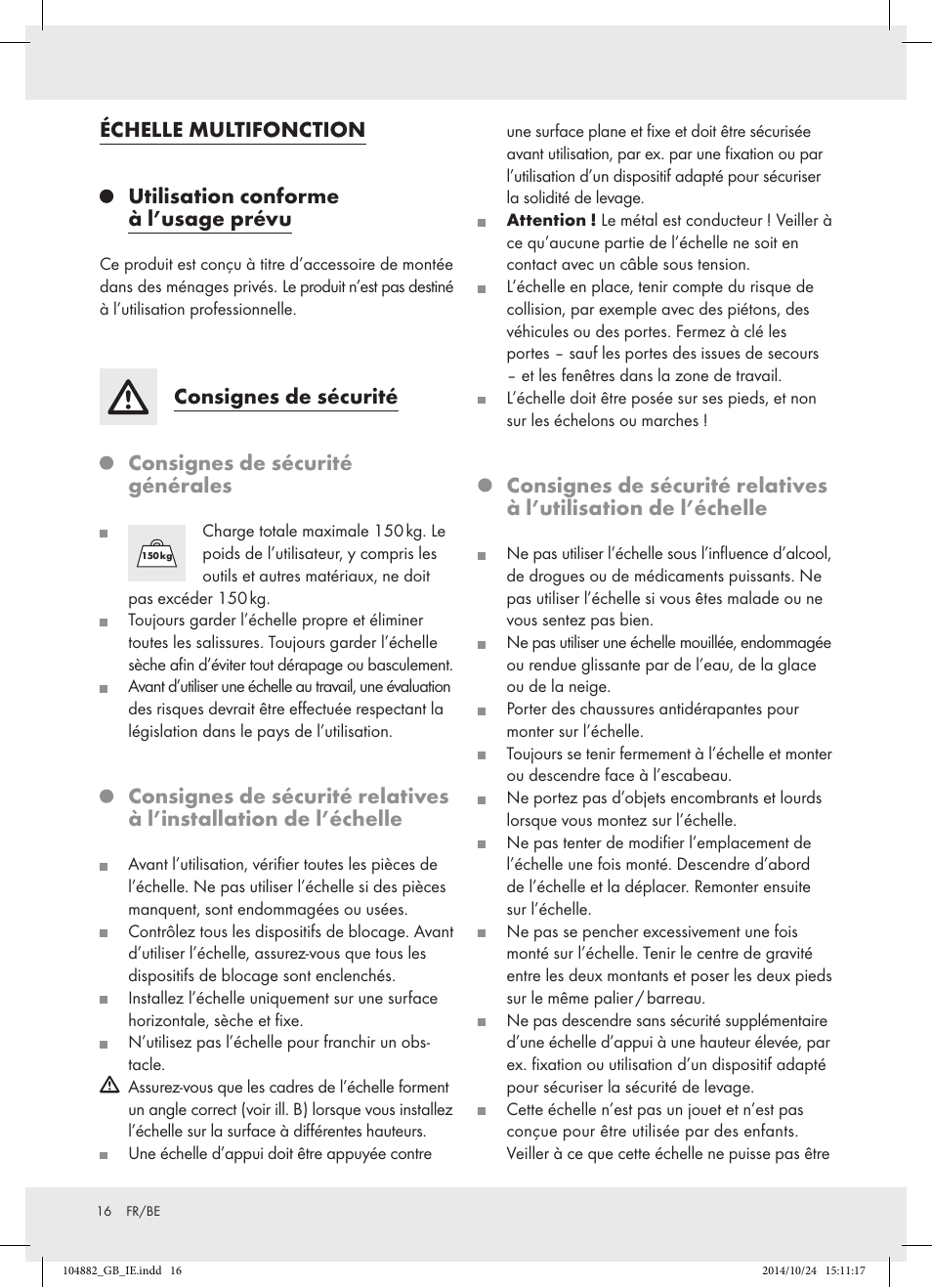 Consignes de sécurité, Consignes de sécurité générales | Powerfix Z31966 User Manual | Page 16 / 25