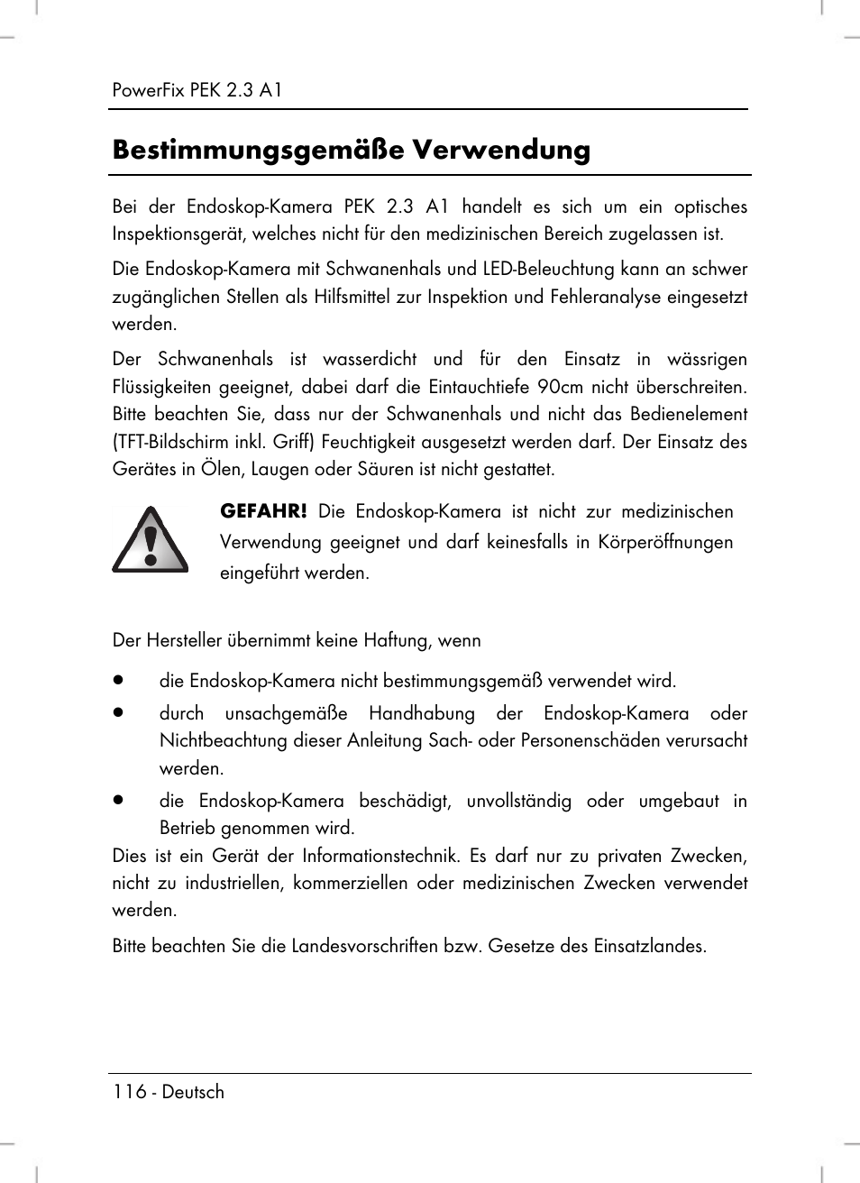 Bestimmungsgemäße verwendung | Powerfix PEK 2.3 A1 User Manual | Page 118 / 136