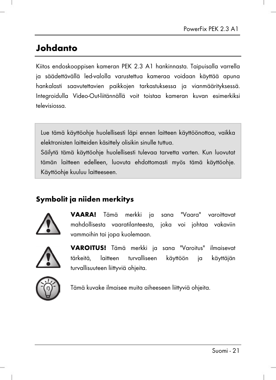 Johdanto | Powerfix PEK 2.3 A1 User Manual | Page 23 / 136