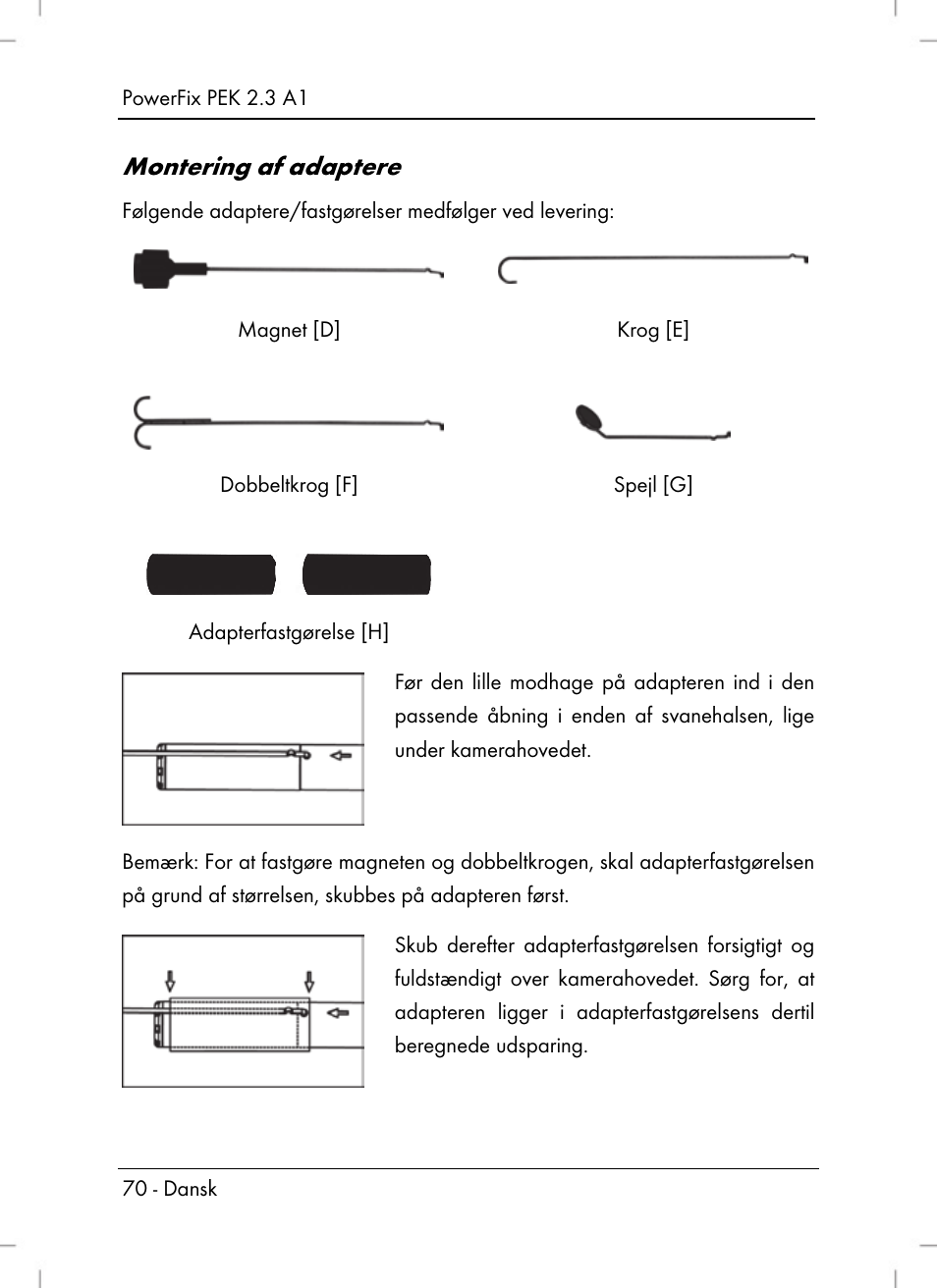 Montering af adaptere | Powerfix PEK 2.3 A1 User Manual | Page 72 / 136