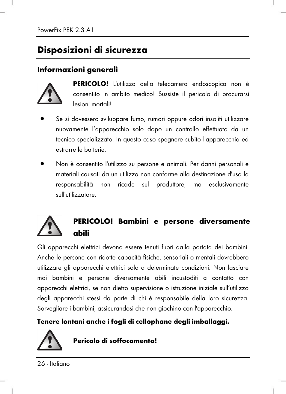 Disposizioni di sicurezza | Powerfix PEK 2.3 A1 User Manual | Page 28 / 98