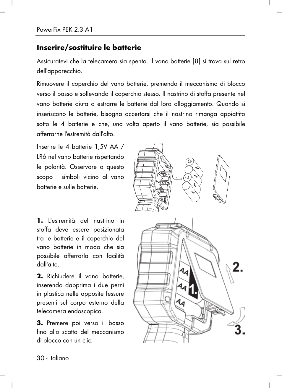Inserire/sostituire le batterie | Powerfix PEK 2.3 A1 User Manual | Page 32 / 98