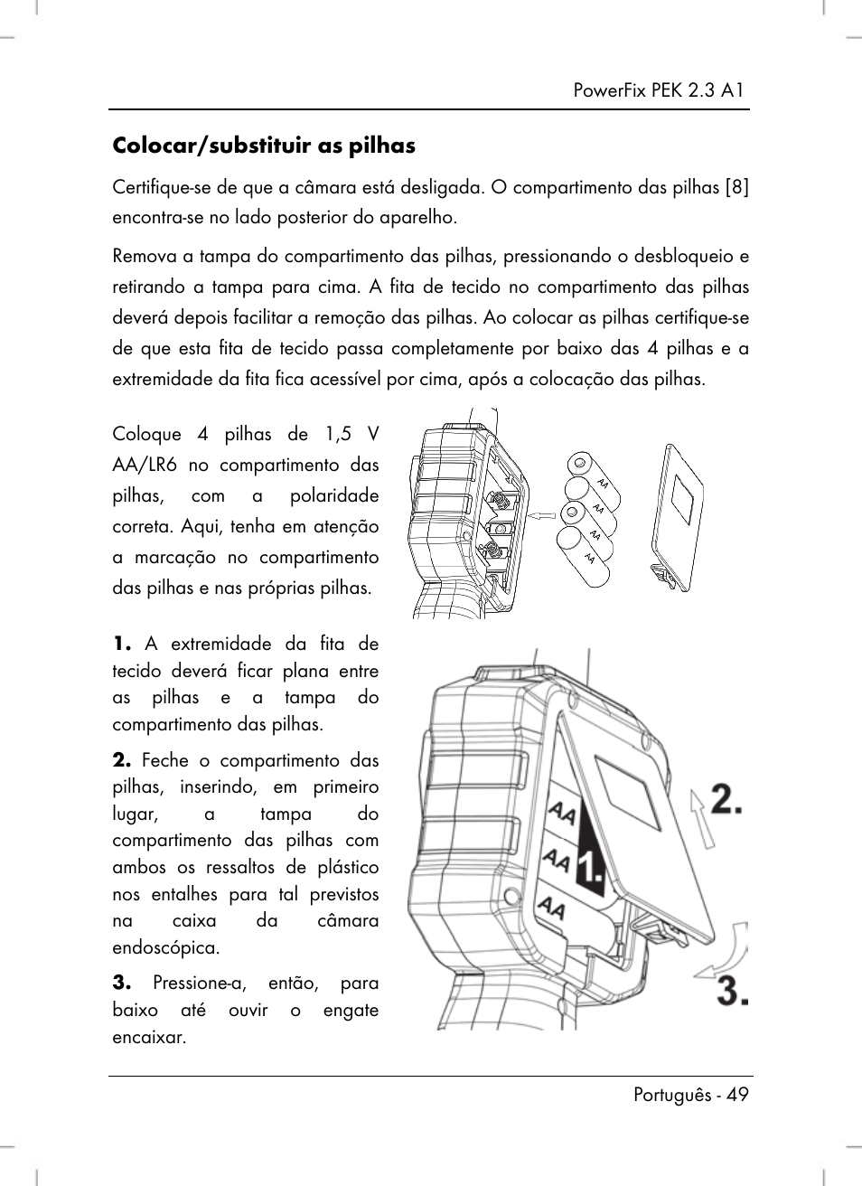 Colocar/substituir as pilhas | Powerfix PEK 2.3 A1 User Manual | Page 51 / 98