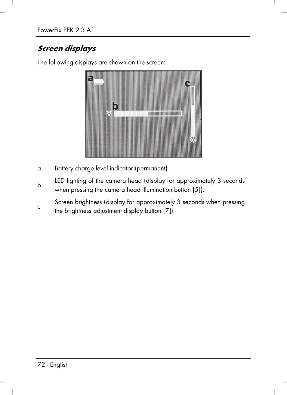 Screen displays | Powerfix PEK 2.3 A1 User Manual | Page 74 / 98