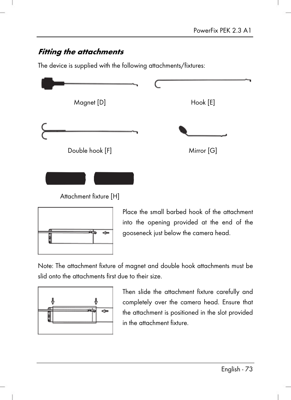 Fitting the attachments | Powerfix PEK 2.3 A1 User Manual | Page 75 / 98