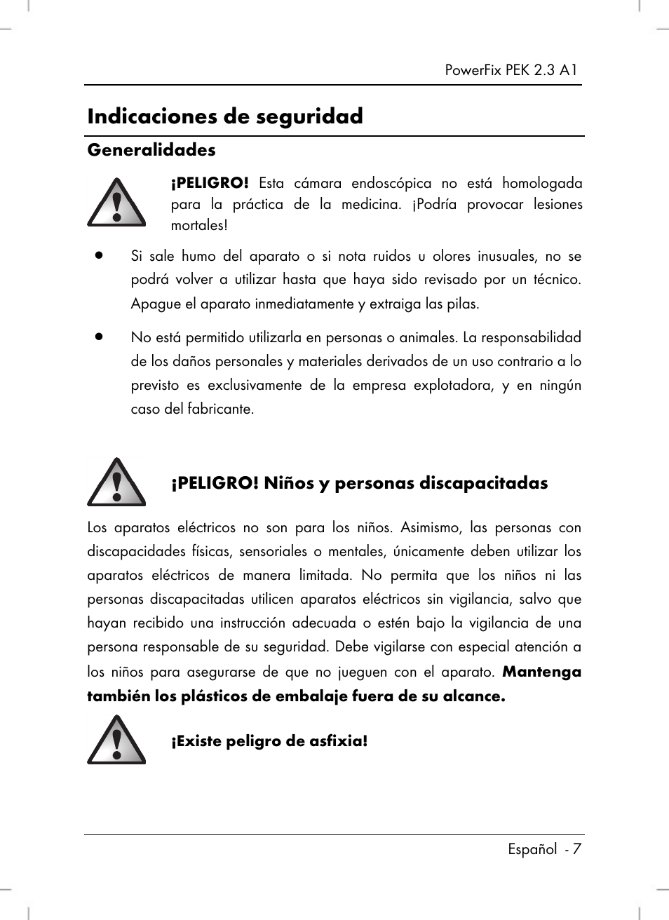 Indicaciones de seguridad | Powerfix PEK 2.3 A1 User Manual | Page 9 / 98