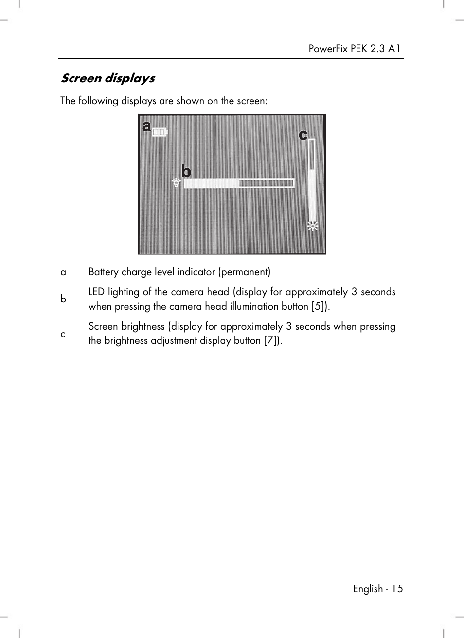 Screen displays | Powerfix PEK 2.3 A1 User Manual | Page 17 / 116
