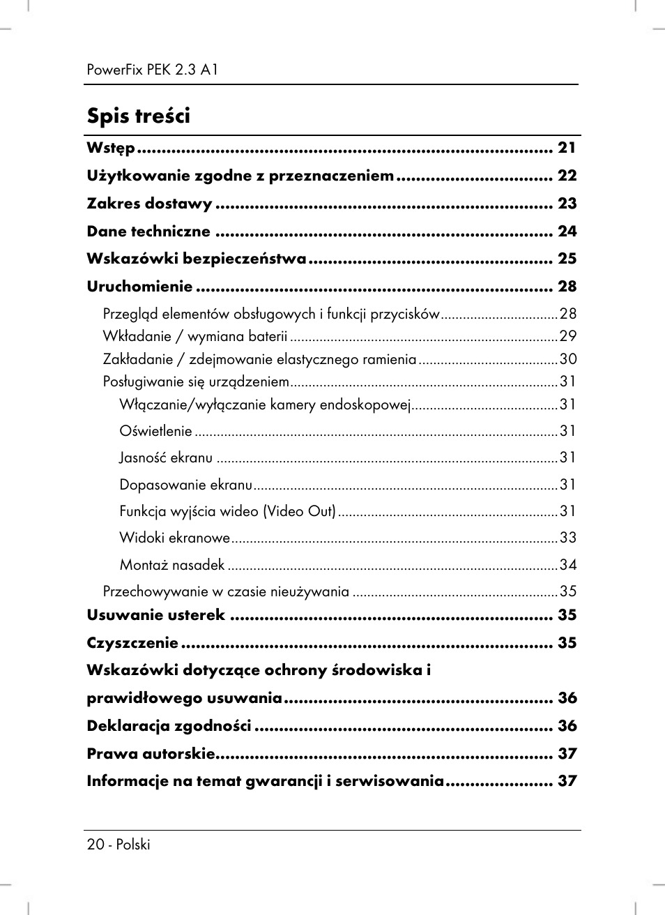 Powerfix PEK 2.3 A1 User Manual | Page 22 / 116