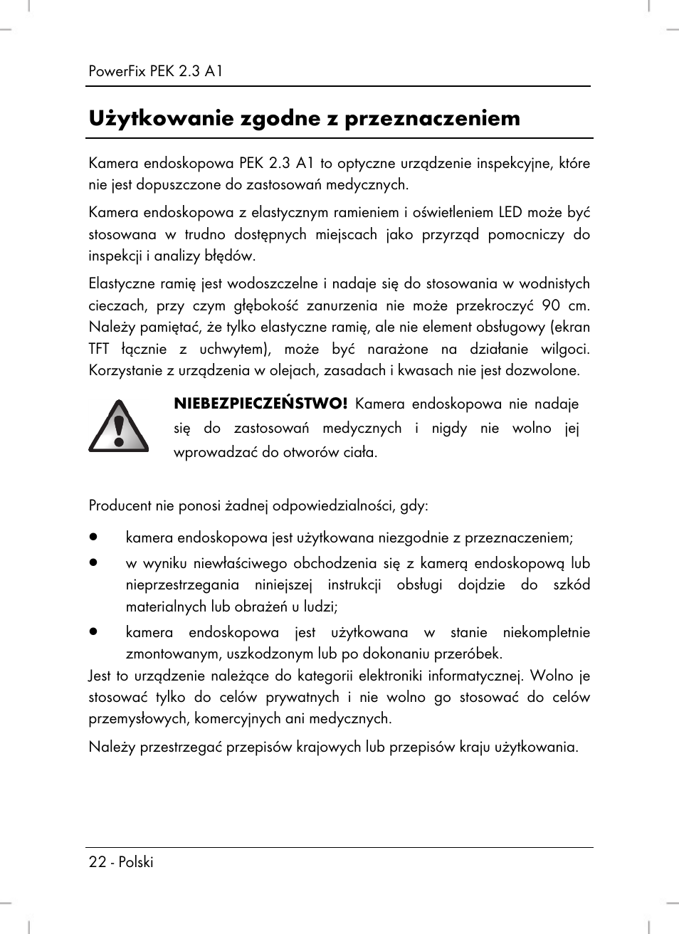 Użytkowanie zgodne z przeznaczeniem | Powerfix PEK 2.3 A1 User Manual | Page 24 / 116
