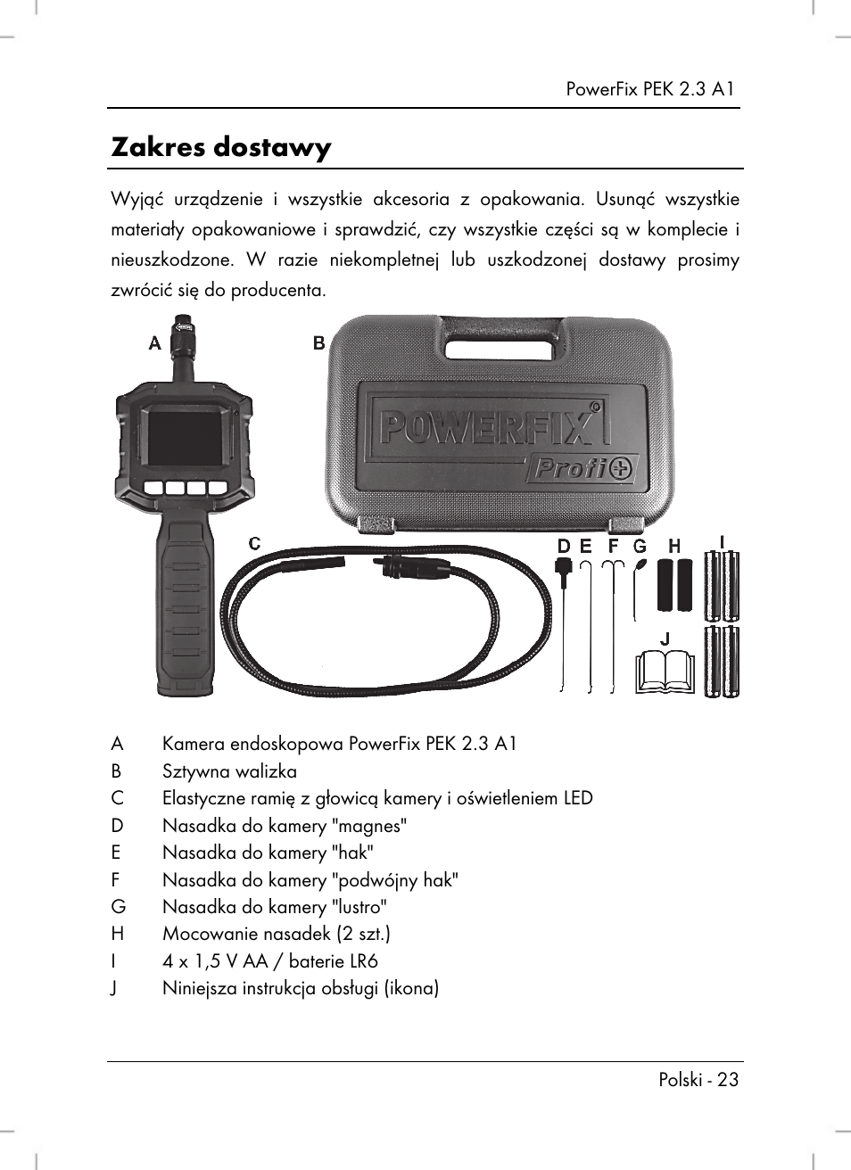 Zakres dostawy | Powerfix PEK 2.3 A1 User Manual | Page 25 / 116