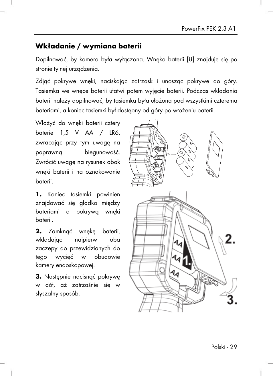 Wkładanie / wymiana baterii | Powerfix PEK 2.3 A1 User Manual | Page 31 / 116