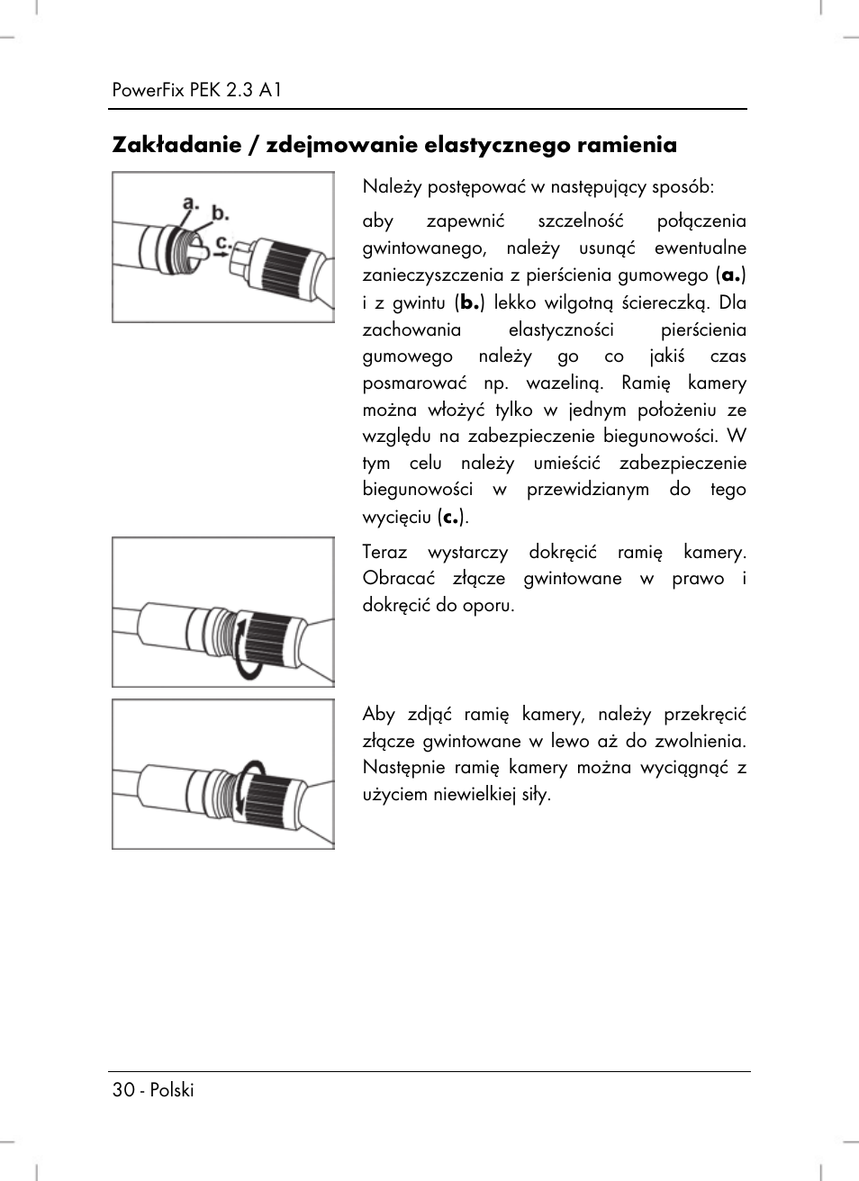 Zakładanie / zdejmowanie elastycznego ramienia | Powerfix PEK 2.3 A1 User Manual | Page 32 / 116