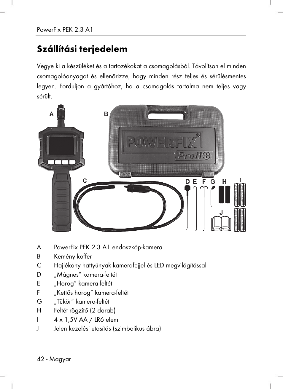 Szállítási terjedelem | Powerfix PEK 2.3 A1 User Manual | Page 44 / 116