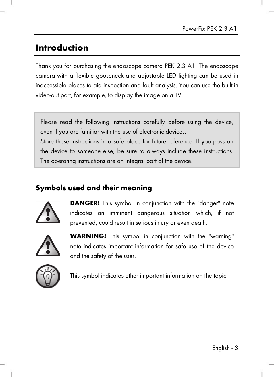 Introduction | Powerfix PEK 2.3 A1 User Manual | Page 5 / 116