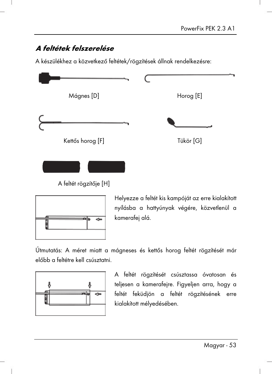 A feltétek felszerelése | Powerfix PEK 2.3 A1 User Manual | Page 55 / 116