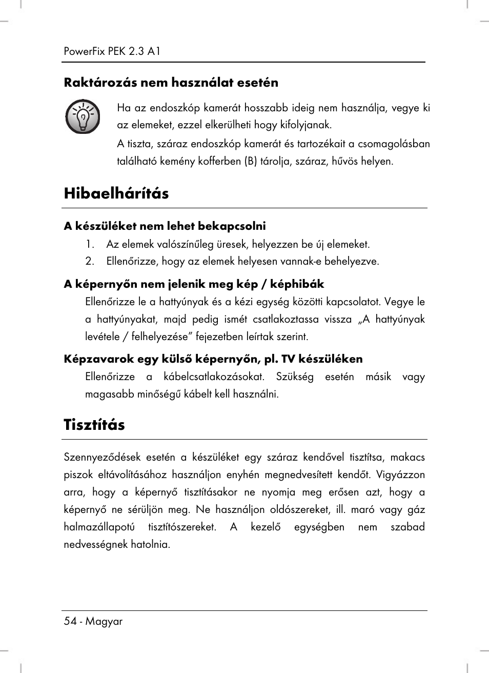 Hibaelhárítás, Tisztítás | Powerfix PEK 2.3 A1 User Manual | Page 56 / 116