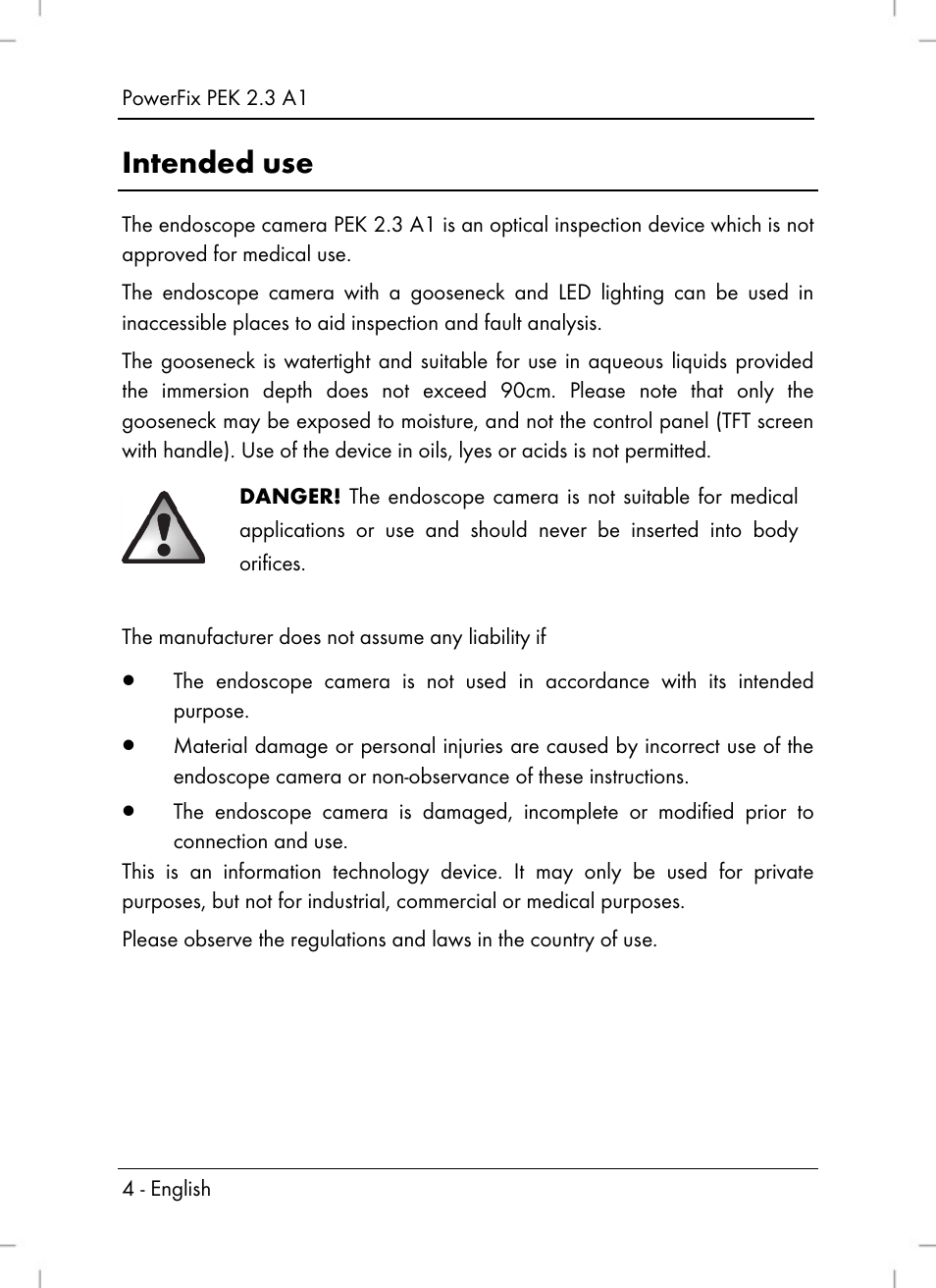 Intended use | Powerfix PEK 2.3 A1 User Manual | Page 6 / 116